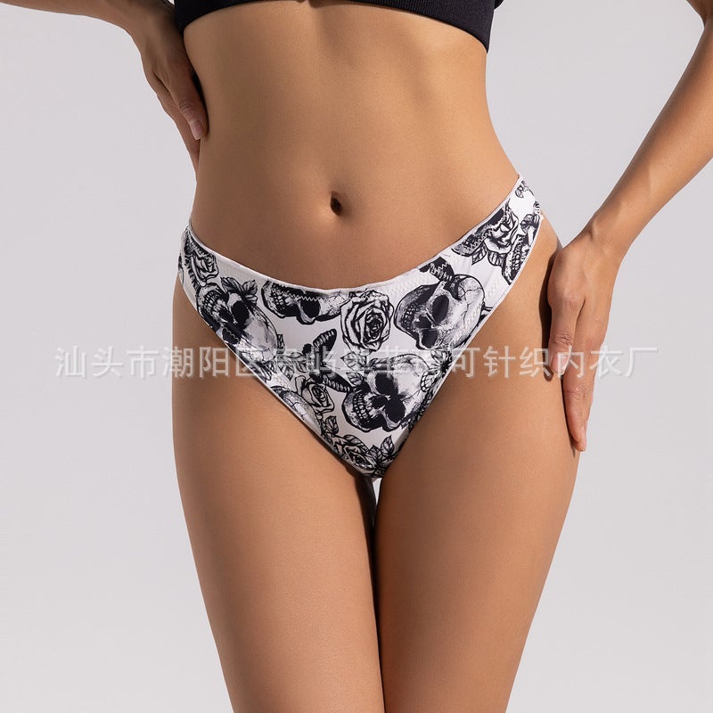 Ice Silk Women'S Thong Low Waist Seamless Breathable High Stretch Printed Bikini Girl T Pants - Image 2